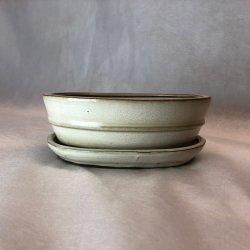 Bonsai-skl, str. 2, glaseret, oval, creme