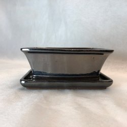 Bonsai-sk�l, str. 2, glaseret, rektangul�r med kant, kobber