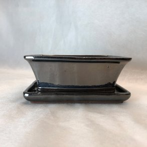 Bonsai-sk�l, str. 2, glaseret, rektangul�r med kant, kobber