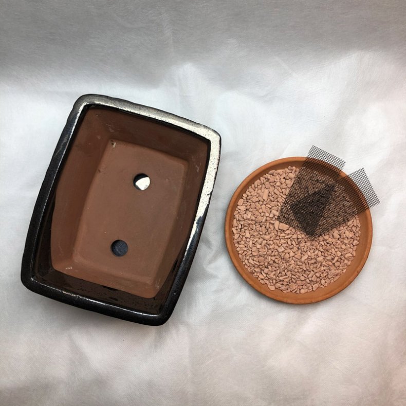 Bonsai-sk�l, str. 2, glaseret, rektangul�r med kant, kobber