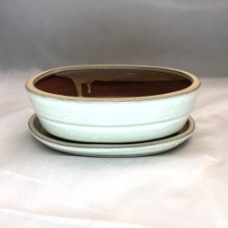 Bonsai-skl, str. 3, glaseret, oval, creme