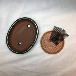 Bonsai-sk�l, str. 3, glaseret, oval, m�rkegr�n