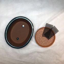 Bonsai-skl, str. 3, glaseret, oval med kant, bl