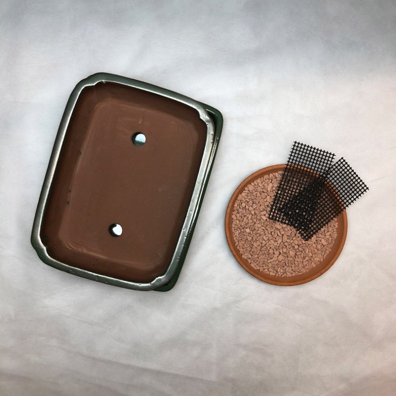 Bonsai-skl, str. 3, glaseret, rektangulr, grn