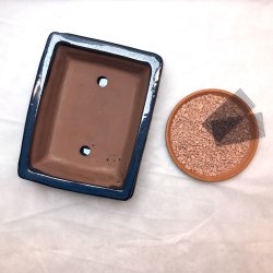 Bonsai-skl, str. 3, glaseret, rektangulr med kant, bl