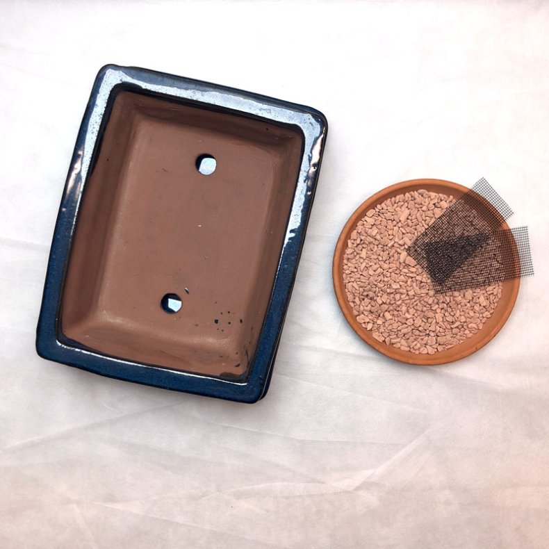 Bonsai-skl, str. 3, glaseret, rektangulr med kant, bl