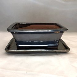 Bonsai-sk�l, str. 3, glaseret, rektangul�r med kant, kobber