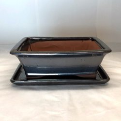 Bonsai-sk�l, str. 4, glaseret, rektangul�r med kant, kobber