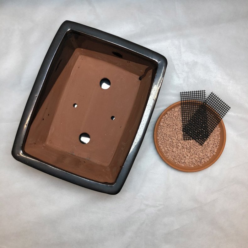 Bonsai-skl, str. 4, glaseret, rektangulr med kant, kobber