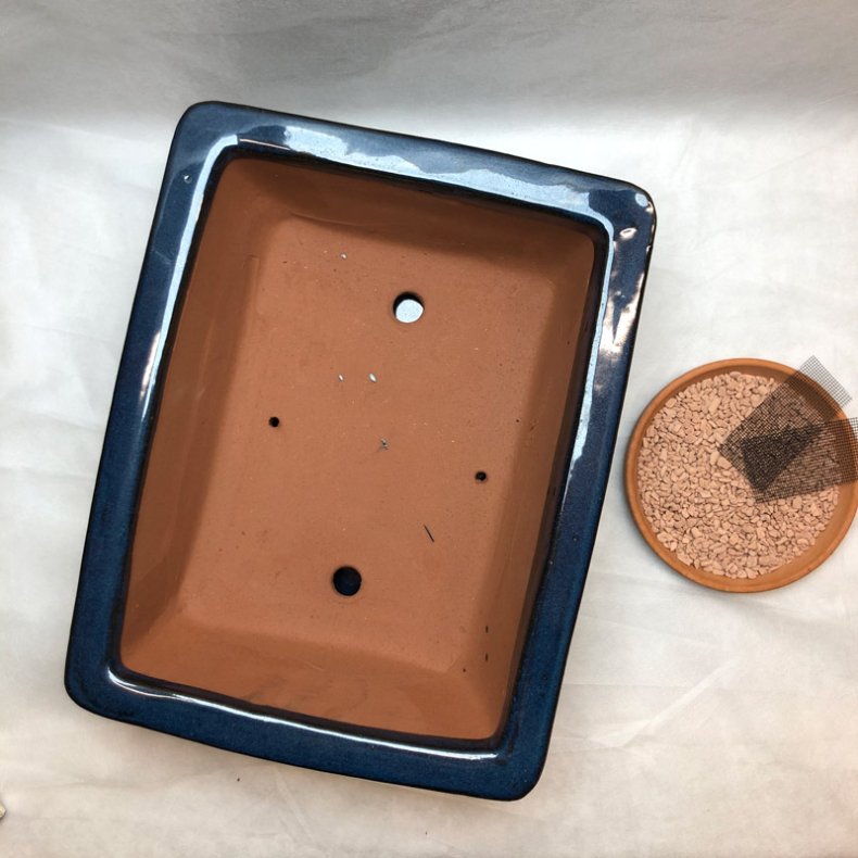 Bonsai-skl, str. 5, glaseret, rektangulr med kant, bl