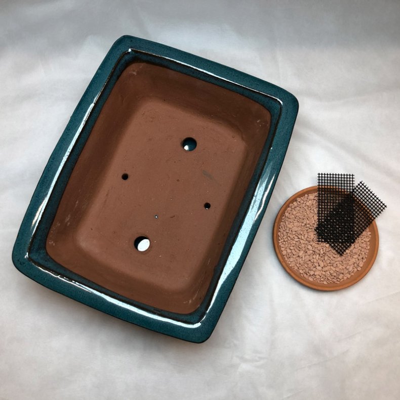 Bonsai-skl, str. 5, glaseret, rektangulr med kant, flaskegrn