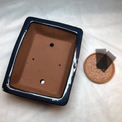 Bonsai-skl, str. 5, glaseret, rektangulr med kant, mrkebl