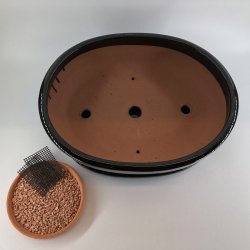 Bonsai-skl, str. 6, glaseret, oval, sort