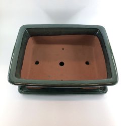 Bonsai-sk�l, str. 6, glaseret, rektangul�r, gr�n