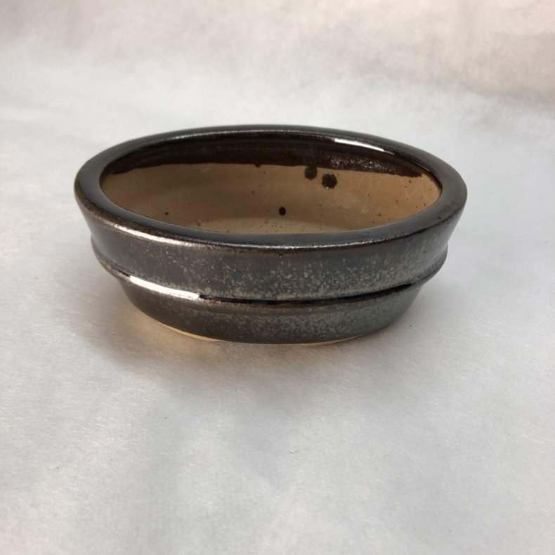 Bonsai-sk�l, str. 0, glaseret, oval, kobber