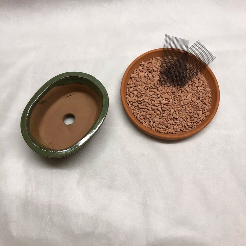 Bonsai-skl, str. 0, glaseret, oval med kant, grn