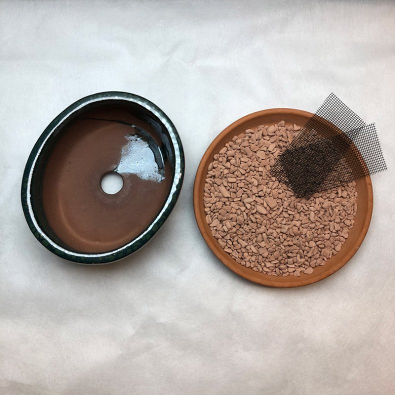 Bonsai-skl, str. 0, glaseret, oval, mrkegrn