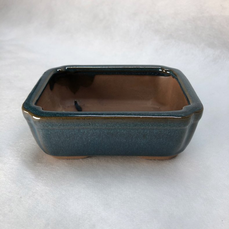 Bonsai-sk�l, str. 0, glaseret, rektangel, m�rkebl�