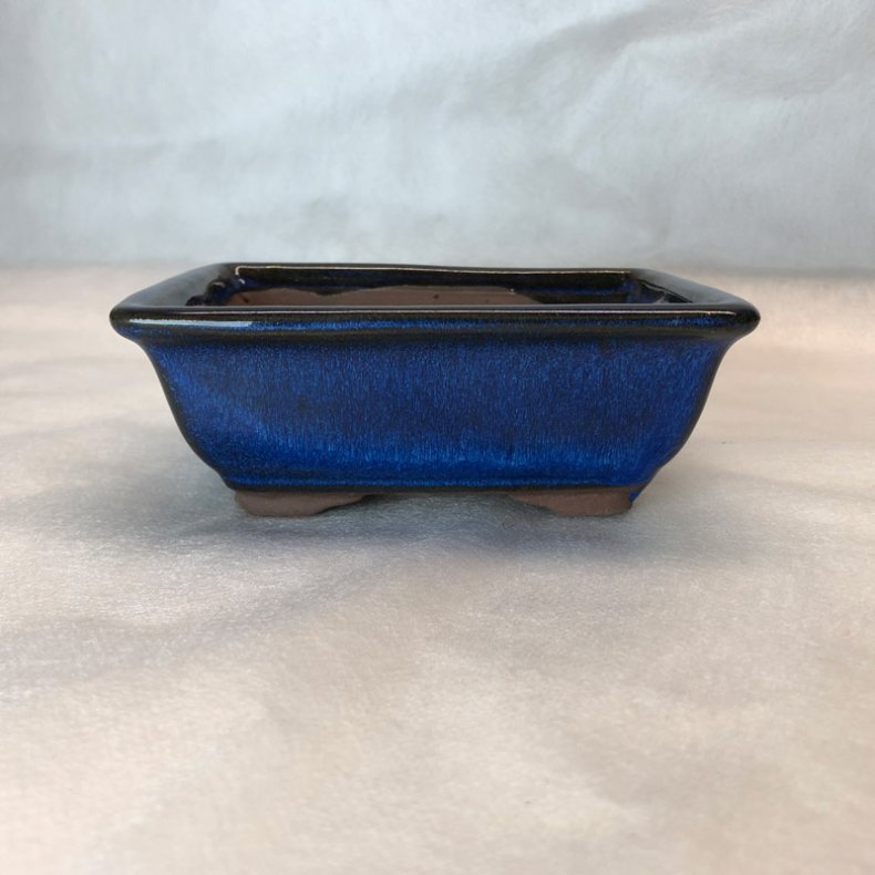 Bonsai-sk�l, str. 0, glaseret, rektangul�r med kant, bl�