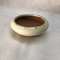 Bonsai-sk�l, str. 0, glaseret, rund, creme