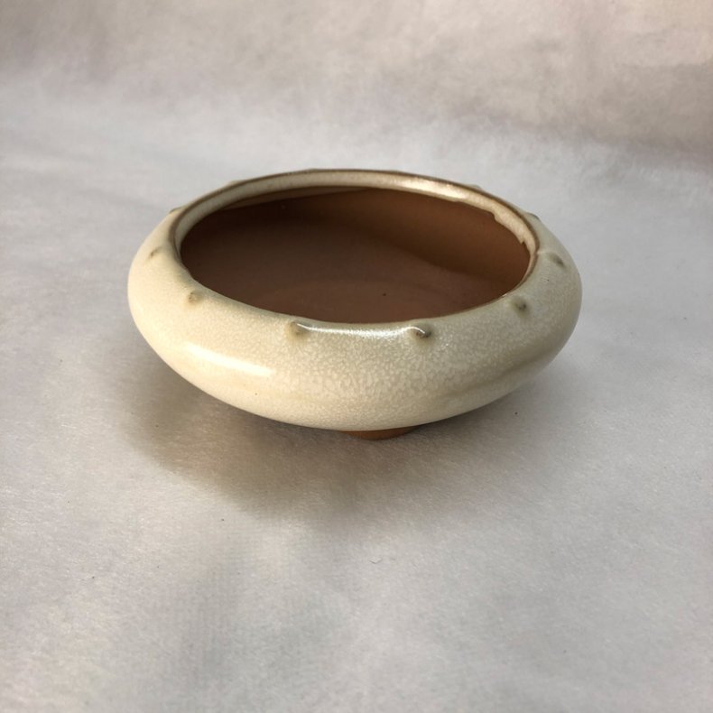 Bonsai-sk�l, str. 0, glaseret, rund, creme