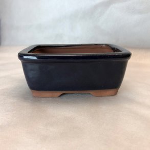 Bonsai-sk�l, str. 0, glaseret, rektangul�r, m�rkebl�