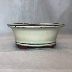 Bonsai-skl, Str. 1, glaseret, oval, cremehvid