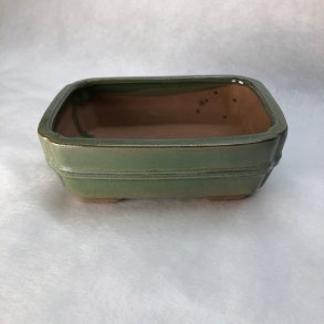Bonsai-sk�l, str. 1, glaseret, rektangul�r, gr�n