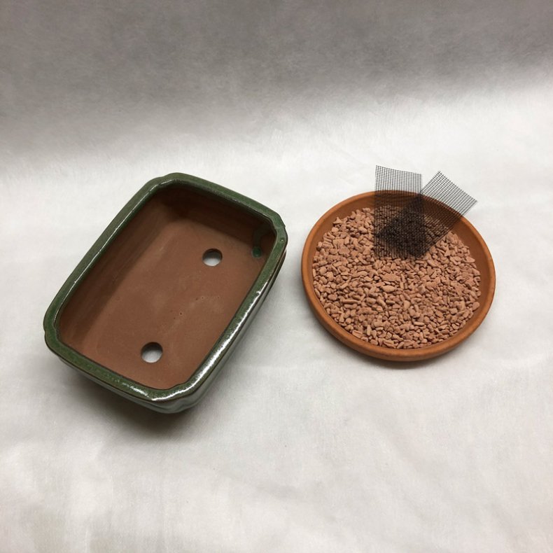 Bonsai-skl, str. 1, glaseret, rektangulr, grn