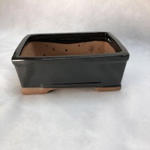 Bonsai-sk�l, str. 1, glaseret, rektangul�r, sort