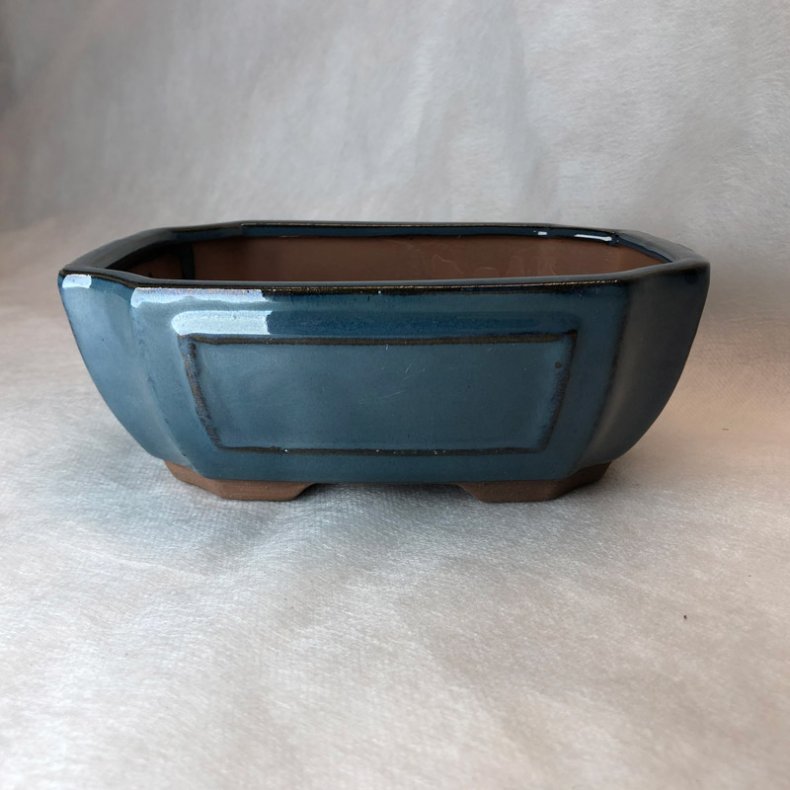 Bonsai-sk�l, str. 2, glaseret, rektangul�r, m�rkebl�