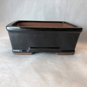 Bonsai-sk�l, str. 2, glaseret, rektangul�r, sort