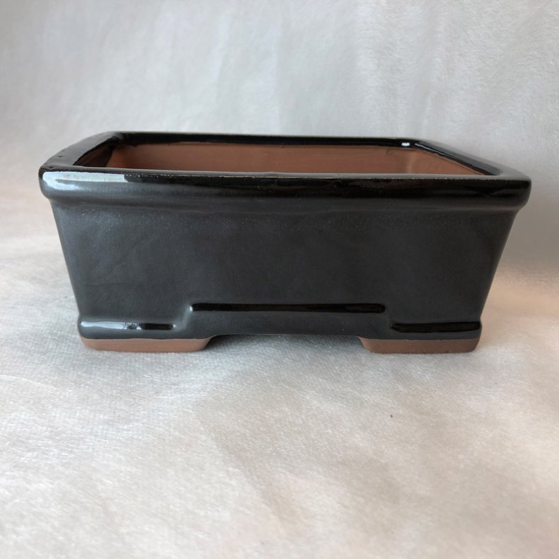 Bonsai-sk�l, str. 2, glaseret, rektangul�r, sort