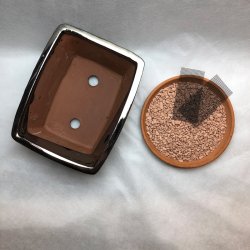 Bonsai-skl, str. 2, glaseret, rektangulr med kant, kobber