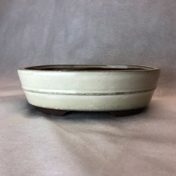 Bonsai-skl, str. 3, glaseret, oval, creme