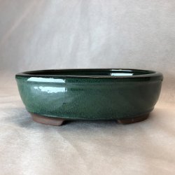 Bonsai-skl, str. 3, glaseret, oval, mrkegrn