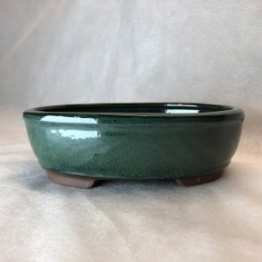 Bonsai-skl, str. 3, glaseret, oval, mrkegrn