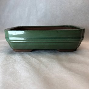 Bonsai-sk�l, str. 3, glaseret, rektangul�r, gr�n