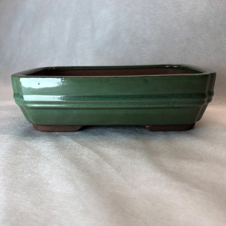 Bonsai-sk�l, str. 3, glaseret, rektangul�r, gr�n