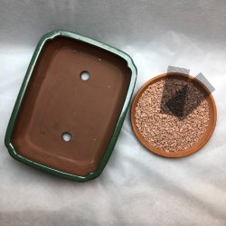 Bonsai-skl, str. 3, glaseret, rektangulr, grn