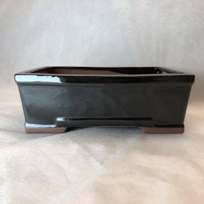 Bonsai-sk�l, str. 3, glaseret, rektangul�r, sort