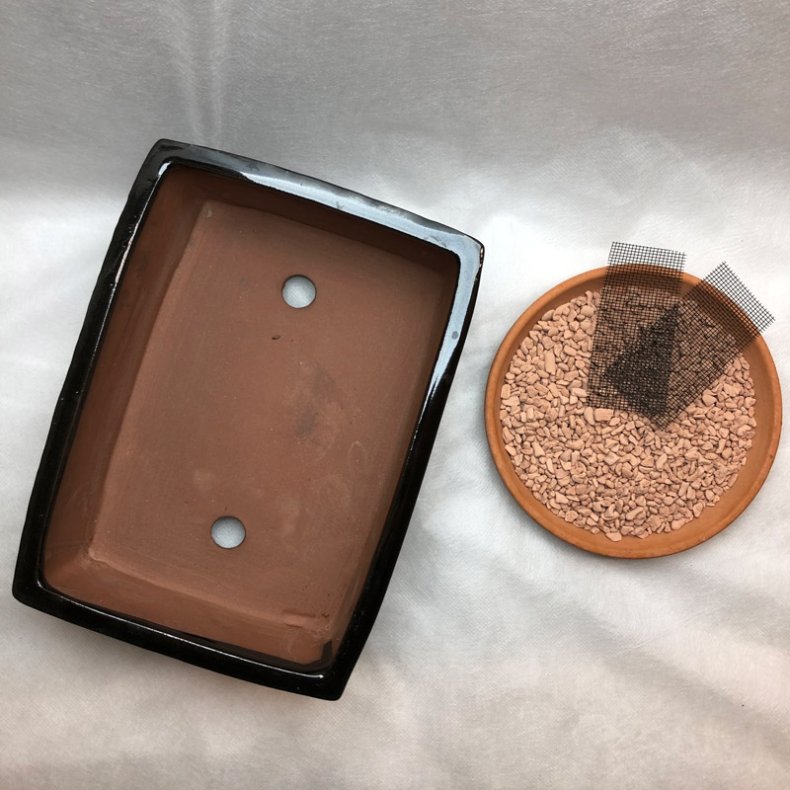 Bonsai-sk�l, str. 3, glaseret, rektangul�r, sort