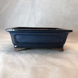 Bonsai-sk�l, str. 3, glaseret, rektangul�r, m�rkebl�