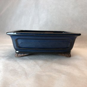 Bonsai-sk�l, str. 3, glaseret, rektangul�r, m�rkebl�