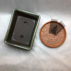 Bonsai-skl, JAP-L, glaseret, rektangulr med kant, flaskegrn