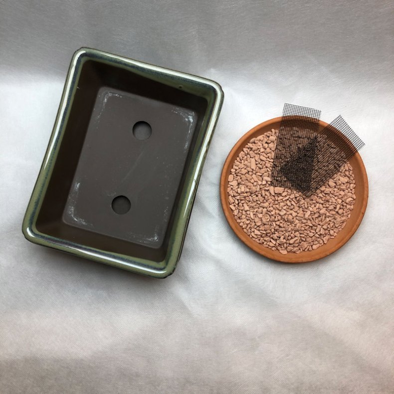 Bonsai-skl, JAP-L, glaseret, rektangulr med kant, flaskegrn