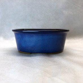 Bonsai-sk�l, JAP-M, glaseret, oval, kongebl�