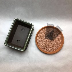 Bonsai-skl, JAP-S, glaseret, rektangulr med kant, flaskegrn