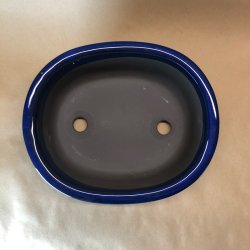 Bonsai-sk�l, JAP1-M, glaseret, oval, kongebl�