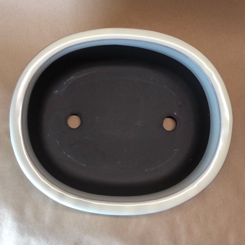 Bonsai-skl, JAP2-L, glaseret, oval, cremehvid